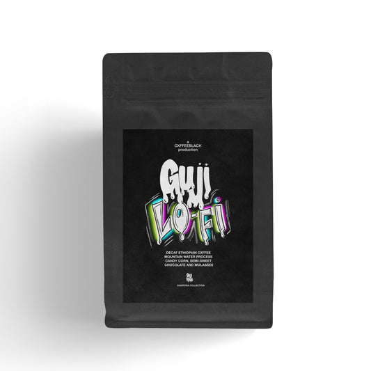 GUJI LO-FI: ethiopian mountain water decaf heirloom blend // sourced from our ethiopian fam in Guji, decaffeinated with mountain water process.